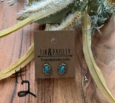Silver And Turquoise Small Studs