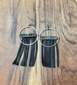 Western Leather Fringe Earrings