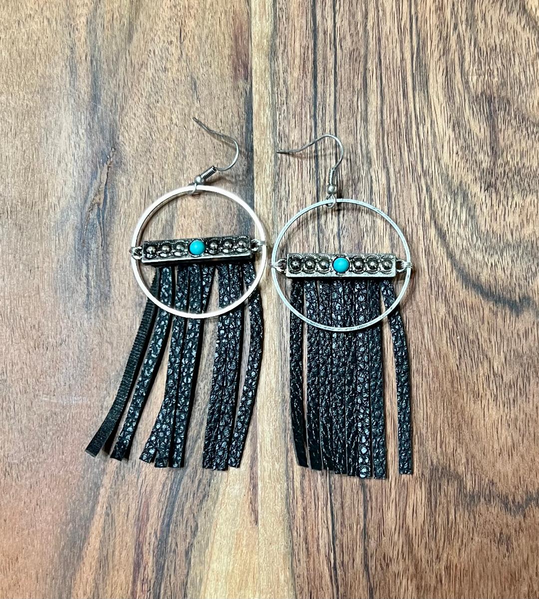 Western Leather Fringe Earrings