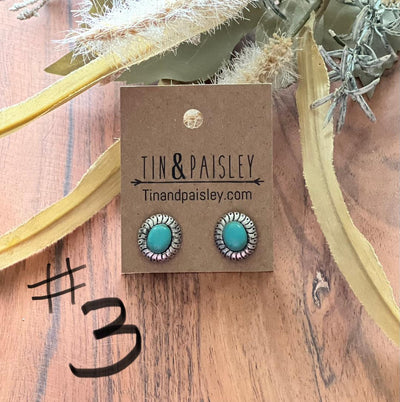 Silver And Turquoise Small Studs