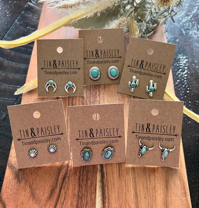 Silver And Turquoise Small Studs