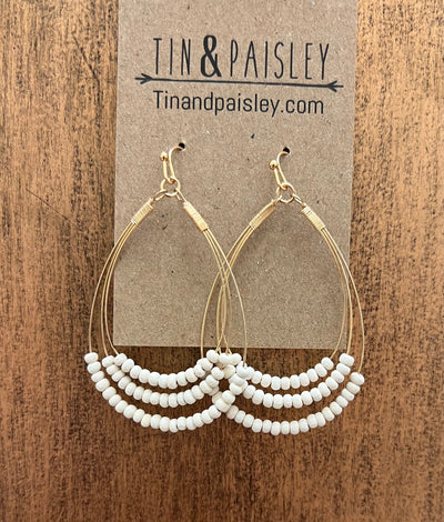 Drop Three Beads Earrings