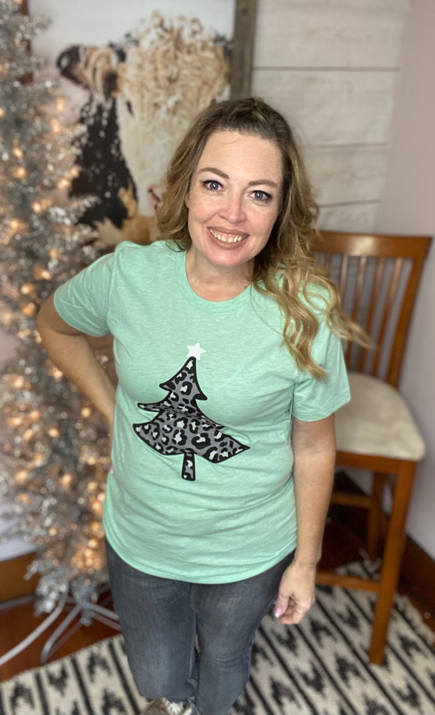 Black Leopard Christmas Tee